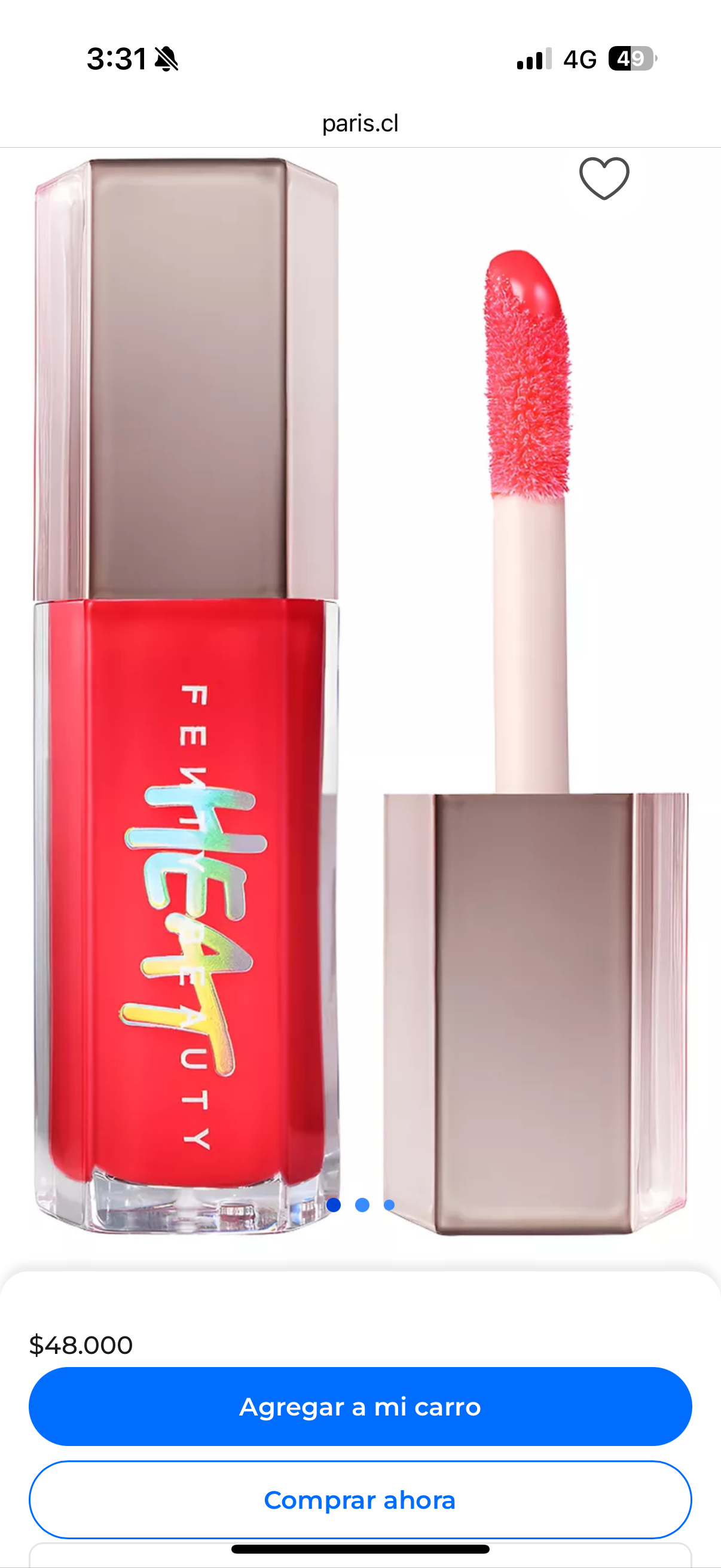 Labial fenty beauty Gloss Bomb Hot Cherry tamaño grande sin caja