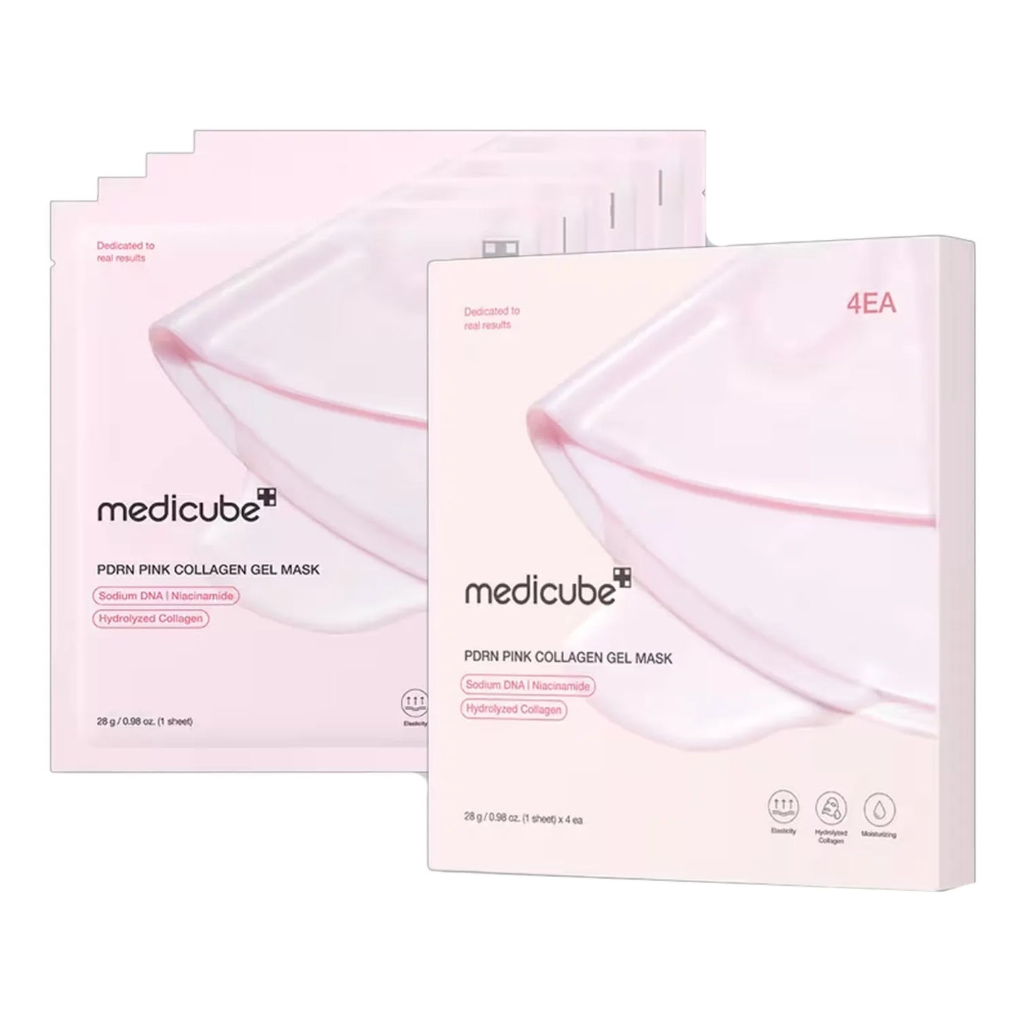 MEDICUBEMascarillas Faciales en Gel PDRN Pink con Colágeno y ADN de Salmón 4 Unidades
